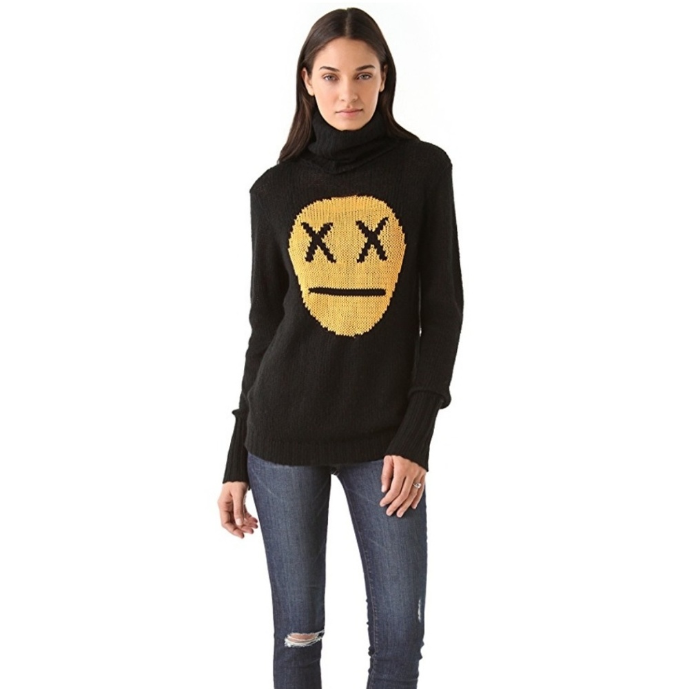 Wildfox White Label 90's Face Emoji Seattle Sweater